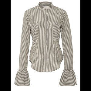 FRAME Striped Cotton-poplin Shirt In Sage Multi